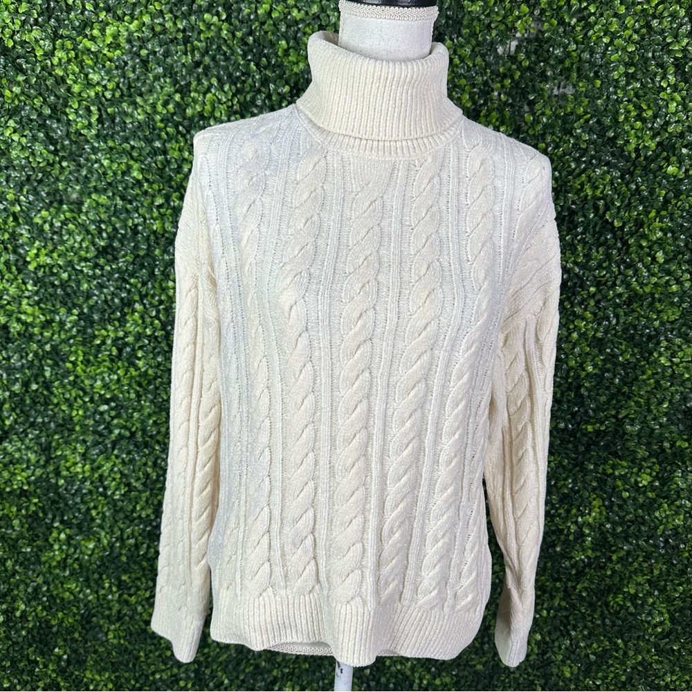 Nwt bobi‎ Cream Cable Knit Turtleneck Sweater